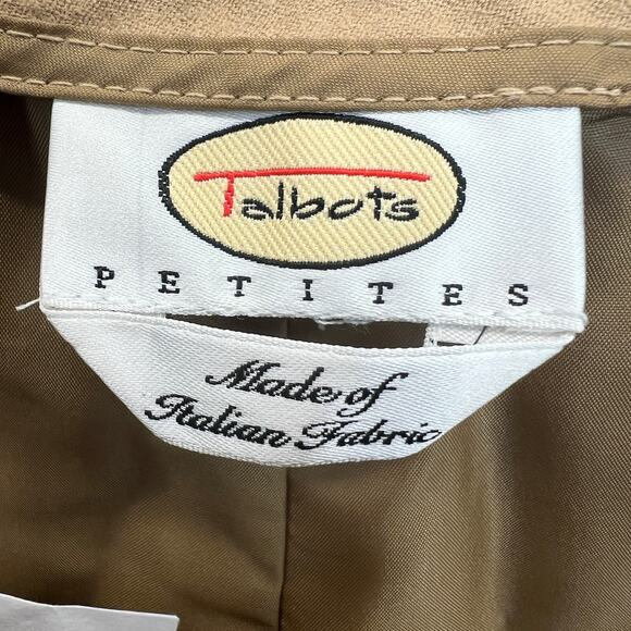 Talbots Petite Wool Pants Tan Size 16 Cuffed Hem Flat Front Belted Pockets Lined - Picture 3 of 12